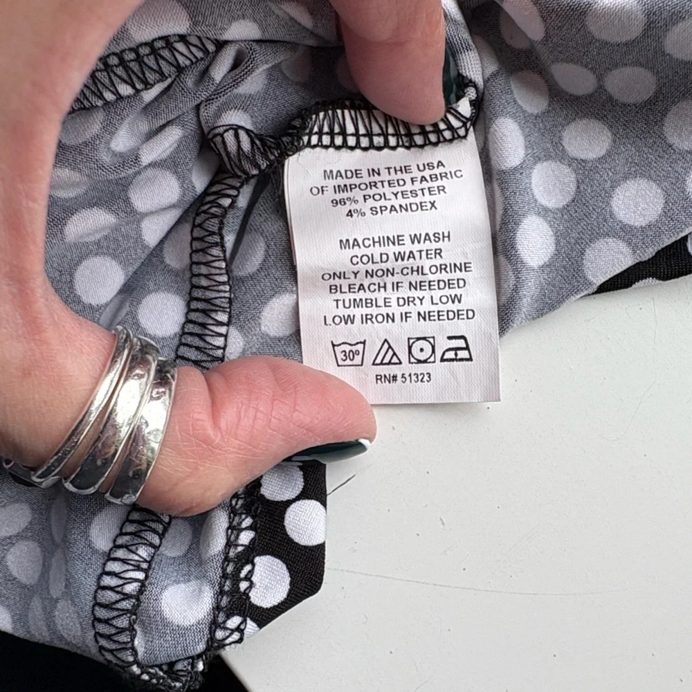 Chaus Polka Dot Black and White Women's A-Line Elastic Waist Midi Skirt
